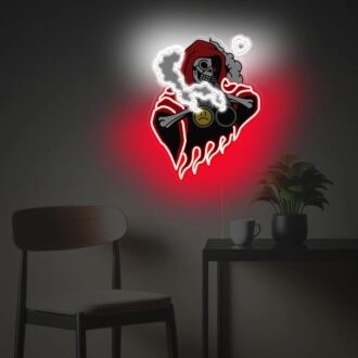 Sensenmann mit rotem Anzug LED-Neon-Acrylkunstwerk