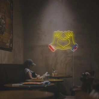 Herzform mit zwei Händen LED-Neonschild