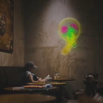 Schädelhand mit Rosen LED-Neonschild