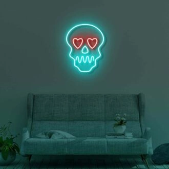 Schädel mit Herzen LED-Neonschild