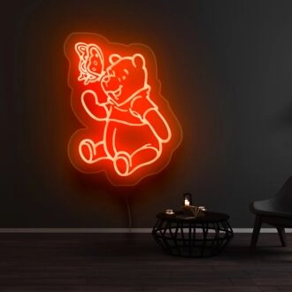 Winnie Puuh und Schmetterling Neonschild.