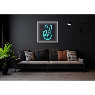 Peace Sign Light Blue Infinity Mirror Neon Sign