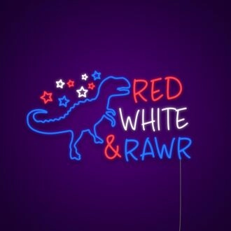 Red White and Rawr Neon Sign