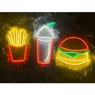 Burger Potato Chips Drink Fast Food V1 Neon Sign