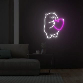 Eisbär mit Herz Neonzeichen Mode Individuelles Neonzeichen Licht Nachtlampe LED Neonlicht für Zuhause Party.