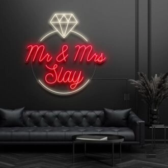 Mr and Mrs Inside Ring Neon Sign