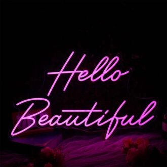 Hello Beautiful Purple Neon Sign