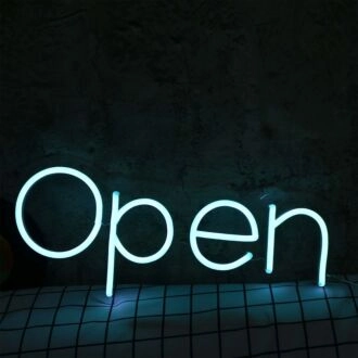 Open Blue Custom Neon Sign