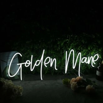 Golden Mane White Neon Sign