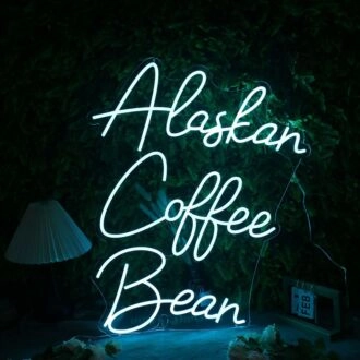 Alaskan Coffee Bean Blue Neon Sign