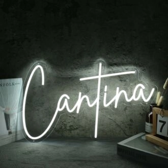 Cantina White Name Neon Sign