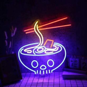 Ramen Served In Skull Bowl Custom Neon Sign