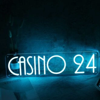 Casino 24 Blue Neon Sign