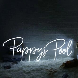 Pappy's Pool White Neon Sign