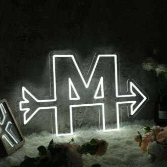 Letter M With Arrow Neon Sign