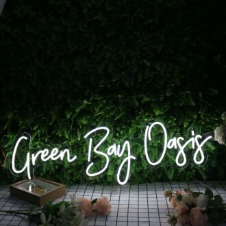Green Bay Oasis White Neon Sign