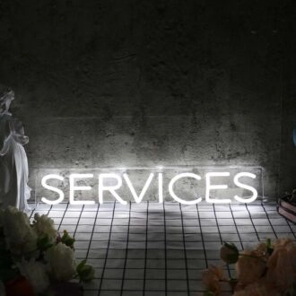 Services White Neon Sign
