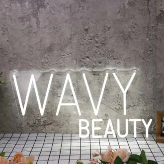 Wavy Beauty White Neon Sign