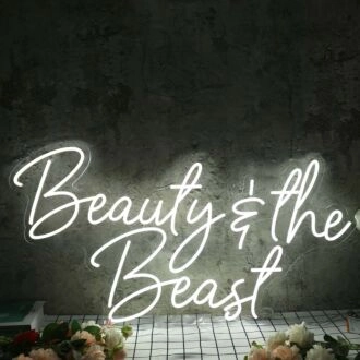 Beauty And The Beast White Neon Sign