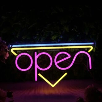 Open With Inverted Triangle Neon Sign