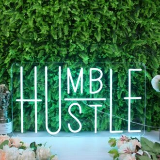 Humble Hustle Blue Neon Sign