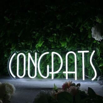 Congrats White LED Neon Sign
