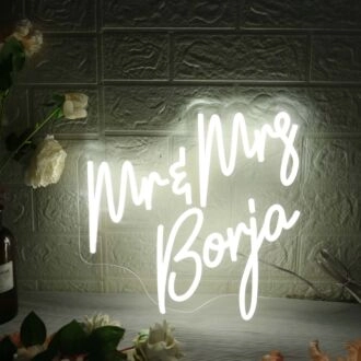 Mr And Mrs Boria White Neon Sign