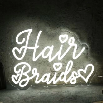 Hair Braids White Neon Sign