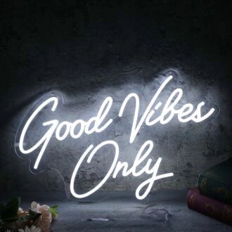 Good Vibes Only White Neon Sign