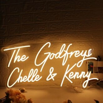 The Godfreys Chelle And Kenny Yellow Neon Sign