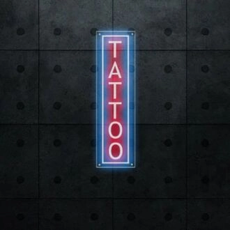 custom red and deep blue 25" Vertical Tattoo LED Neon Sign