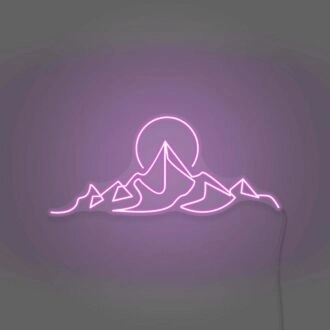 Mond über den Bergen Neonreklame
