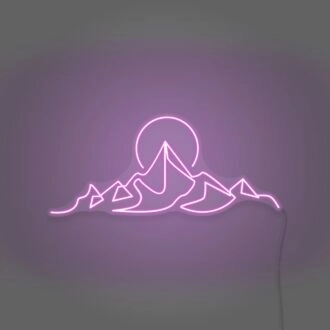 Moon over the mountains neon sign