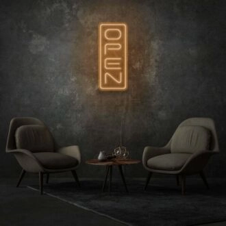Customize Vertical Open Sign Neon Stylish Entry Announcement