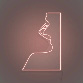 Frauengesicht Neonporträt von Eleganz und Geheimnis.