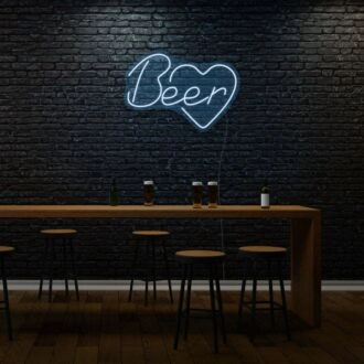 Beer With Heart Neon Cheers to Love and Brews