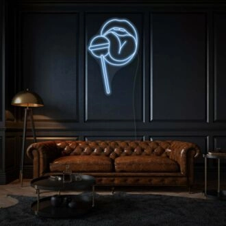 Frau Lippen Neonzeichen Sinnliche Schönheit Beleuchtet