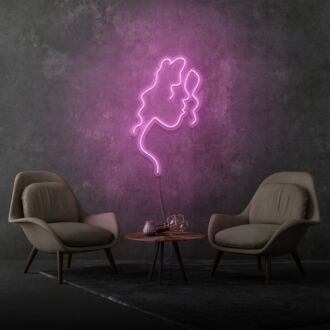 Frauengesicht Seitenprofil Ästhetik Neon Künstlerische Schönheit und Anmut