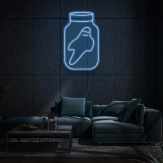 Glass With Ghost Neon Spooky and Fun