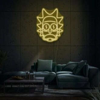 Ricks Gesicht Neon Kunst Tribut an die Popkultur