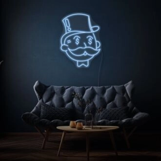 Monopoly Man Neon Sign Playful Wealth and Games