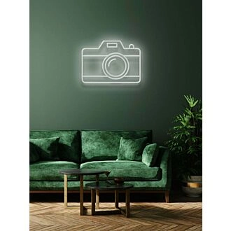 Kamera-Neonschild-Hommage an Fotografie und Bildende Künste