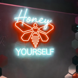 Honey Bee Yourself Neon Sign Illuminate Your Space with Authenticity and Positivity