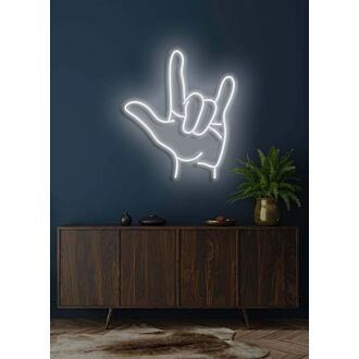 Handzeichen-Neon-Kunstausdruck der Kommunikation und des Stils