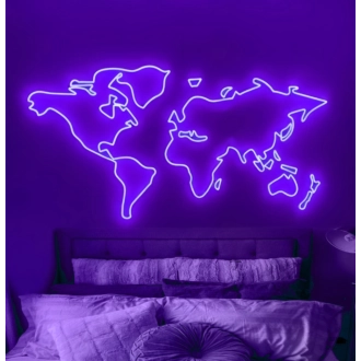 World map Diverse Neon Display Celebrating Global Connections