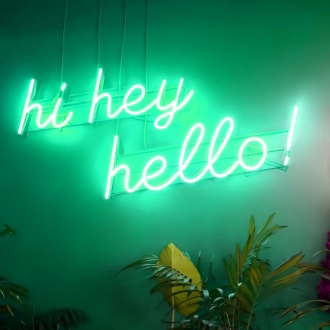 Hi Hey Hello Neon Sign Illuminate Your Greeting with Vibrant Energy