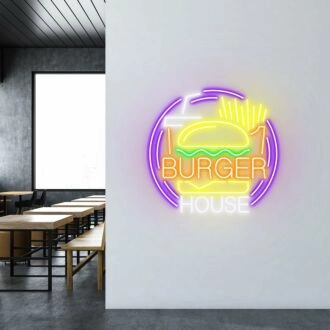 Customize Burger House Cozy Neon for Family-Friendly Restaurants