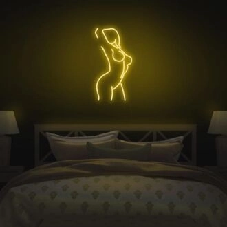 Female Figure Celebrate Beauty with Elegant Neon