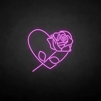 Rose mit Herz"-Neonschild