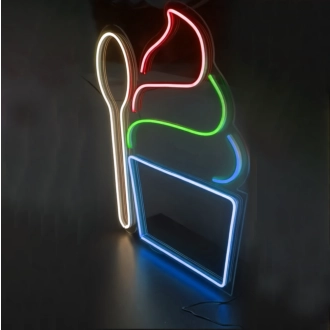 Satisfy Your Cravings Ice Cream Neon Sign